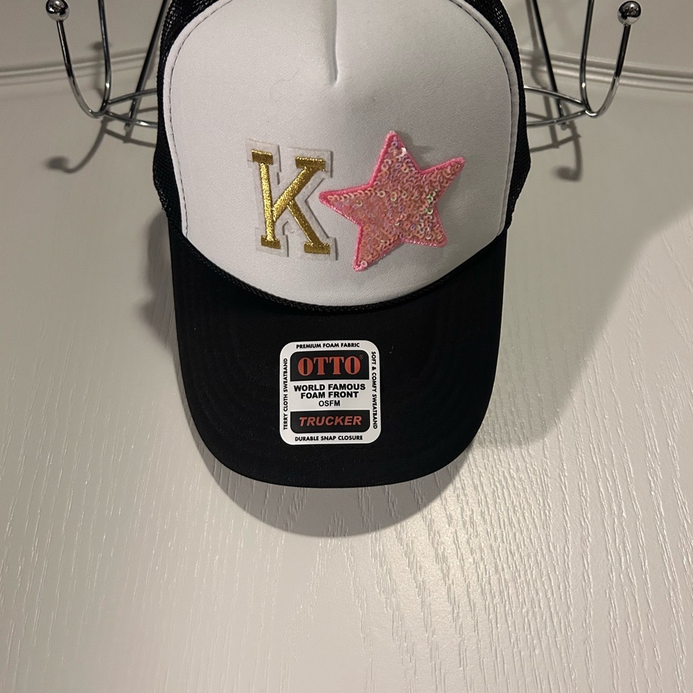 OTTO Trucker Hat with Pink Star and Gold K